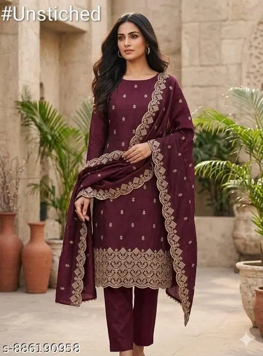 Vichitra Silk Pakistani Suits for Women (7.05 meter (4XL)