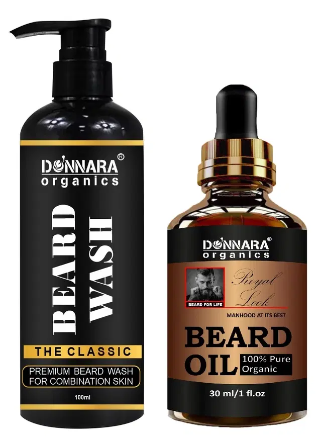 Donnara Beard Wash, 100 ml & Beard Oil for Men, 30 ml, Set of 2