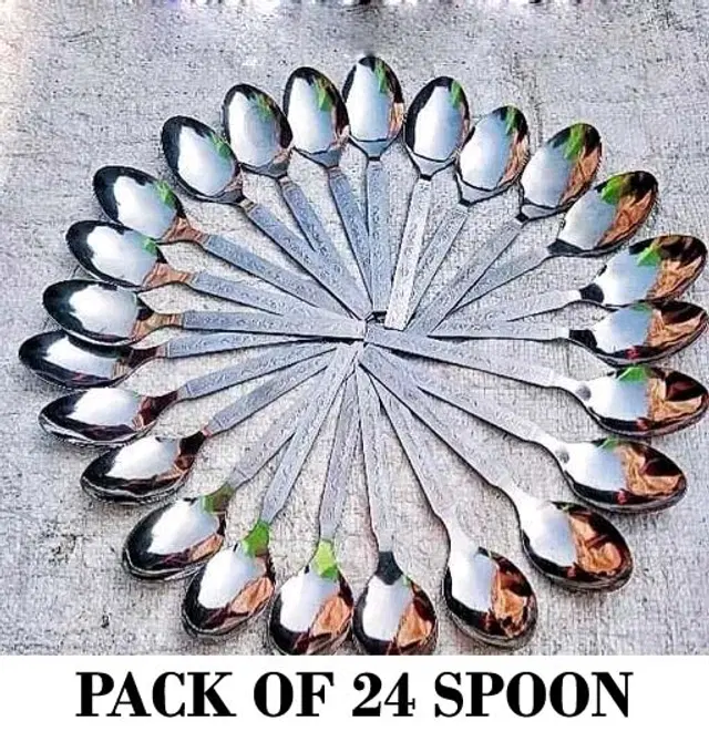Stainless Steel Spoons Set, Silver, Pack of 24