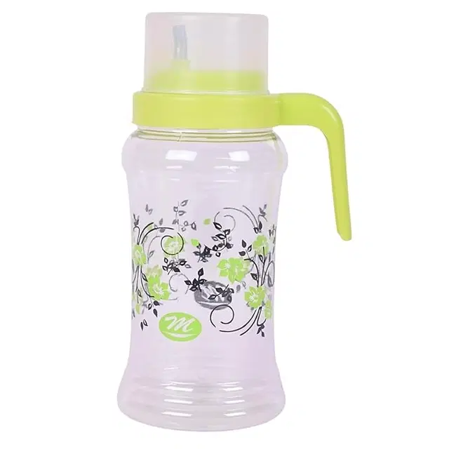 Plastic Oil Dispenser Bottle with Measuring Cup, Green, 1000 ml
