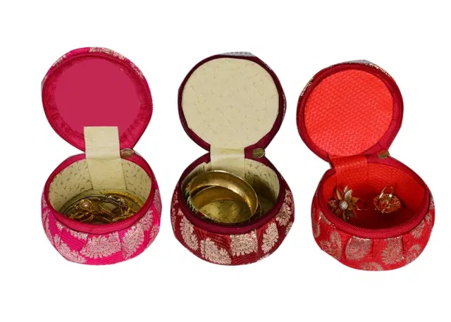 Canvas Portable Jewellery Organiser, Multicolor, Pack of 3