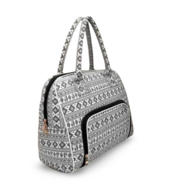 Canvas Printed Handbag for Women (Black)