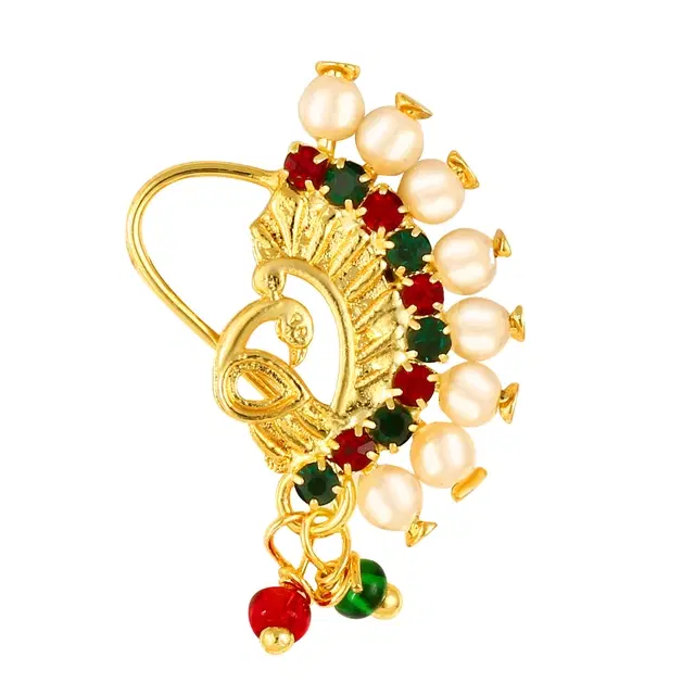 Gold Plated Designer Nosepin for Women (Multicolor)