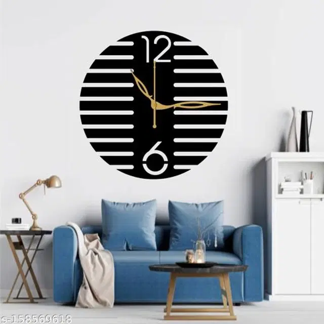 Wooden Wall Clock for Home, Black