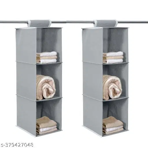 Non-woven Clothes Cover,  (Gray),  (Pack Of 3)