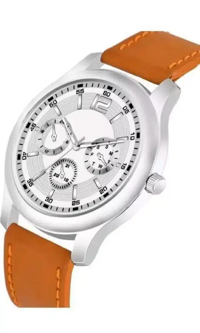 Analog Watch for Men (Brown & Silver)