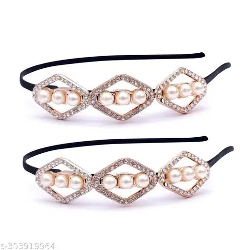 Myra Collection Hair Bands for Women, Pack of 2 (Gold)