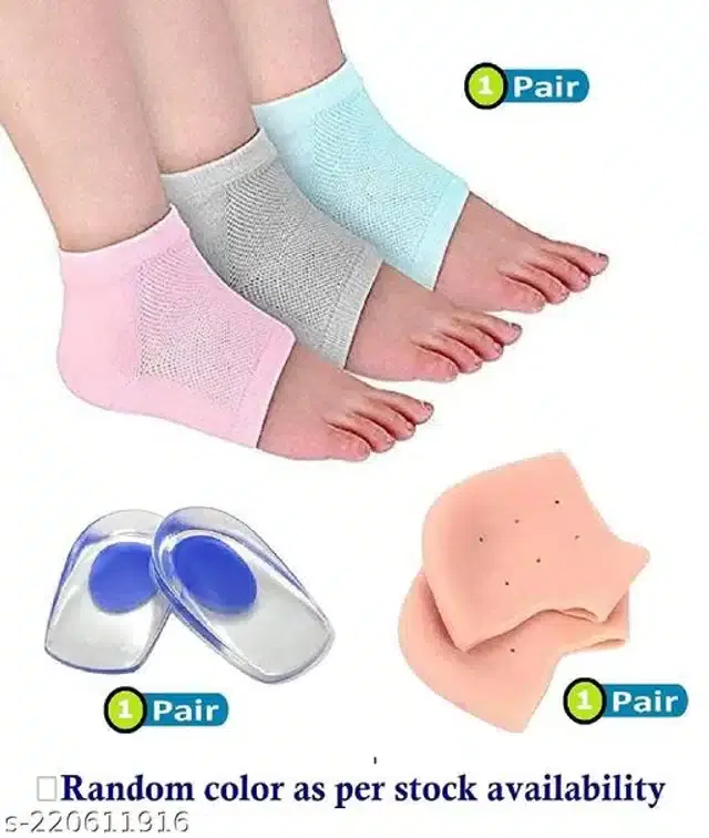 Moisturizing Silicon Gel Socks with Gel Pad & Foot Pad, Assorted, Set of 3