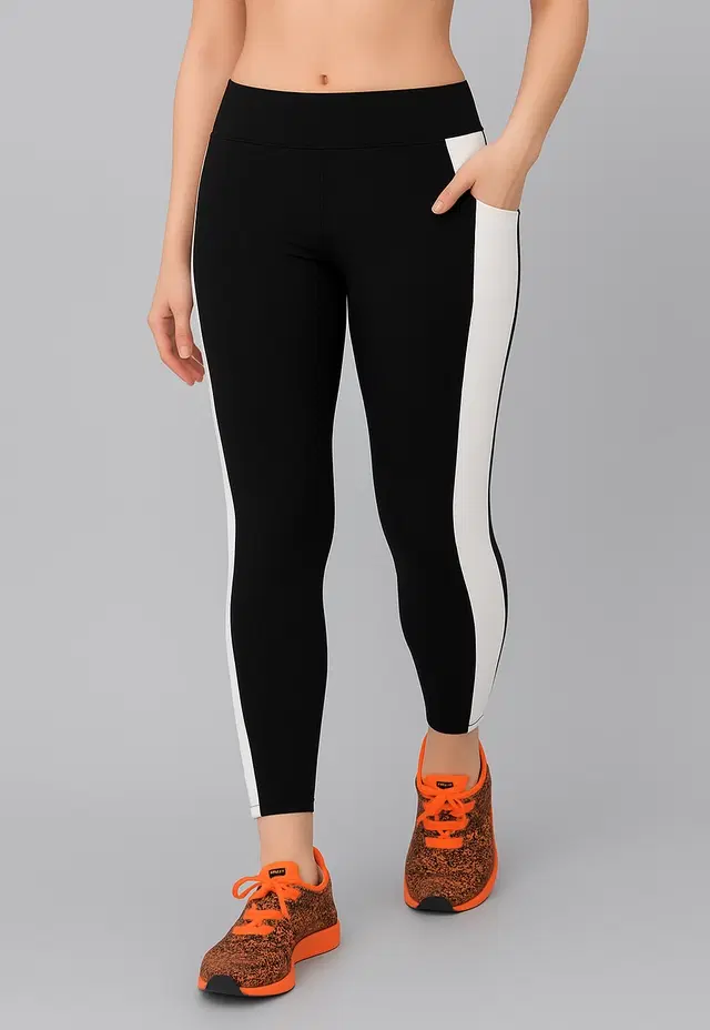 Polyester Leggings for Women, Black & White (S)