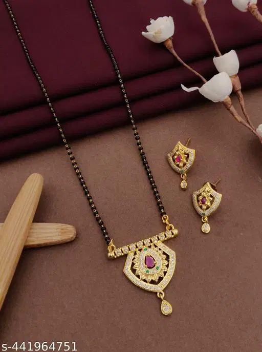 Traditional American Diamond Mangalsutra Set For Women