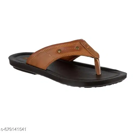Aerowalk PU Flip-flops for Men (Black, 7)