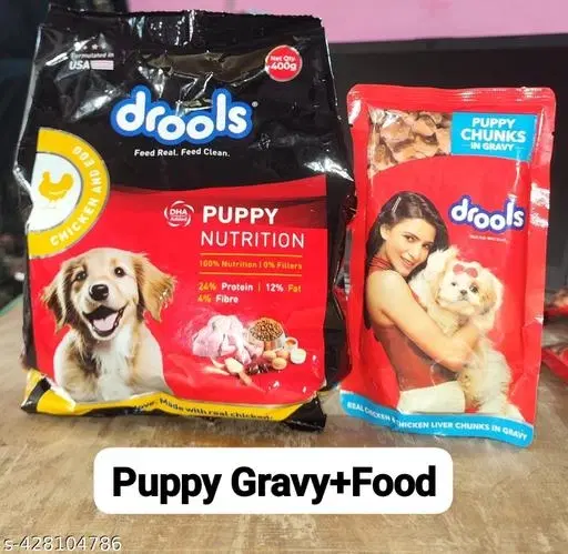 Drools Chicken and Egg Puppy Dog Food, 400g__ Made with love Made with real Chicken + Drools Puppy Wet Dog Food, Real Chicken and Chicken Liver Chunks in Gravy. 150gm (pack of 2)