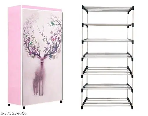 Metal 6 Layer Collapsible Multipurpose Rack, Pink