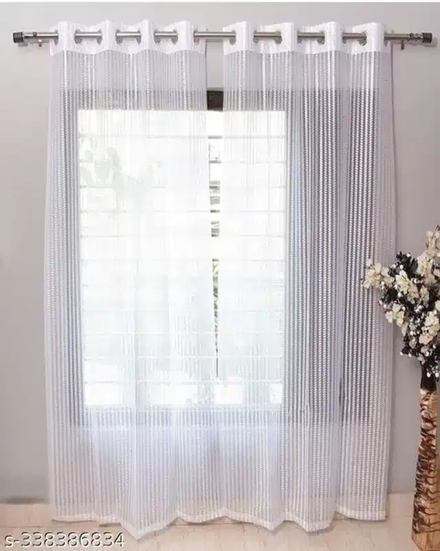 Polyester Curtain for Window, White, 5 Feet