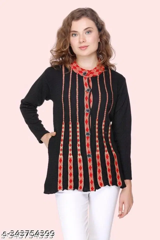Woolen Sweaters for Women (Black, M)