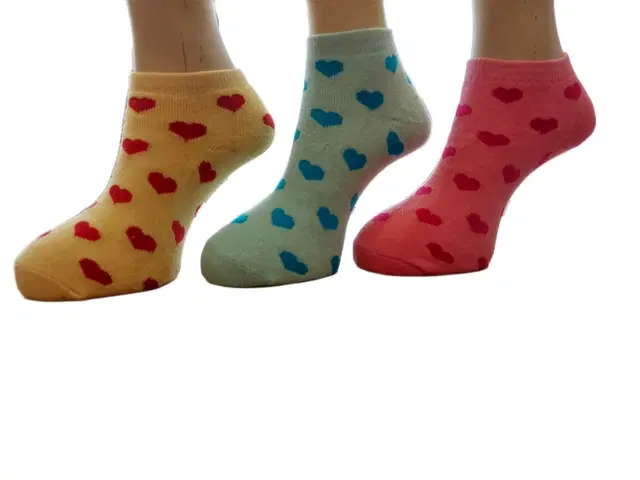 Cotton Printed Socks for Women, Multicolor Pack of 3