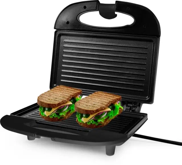 Suryaviva Sandwich Maker - 750W Power, Non-Stick Plates, Adjustable Thermostat, Grill & Toast, Black