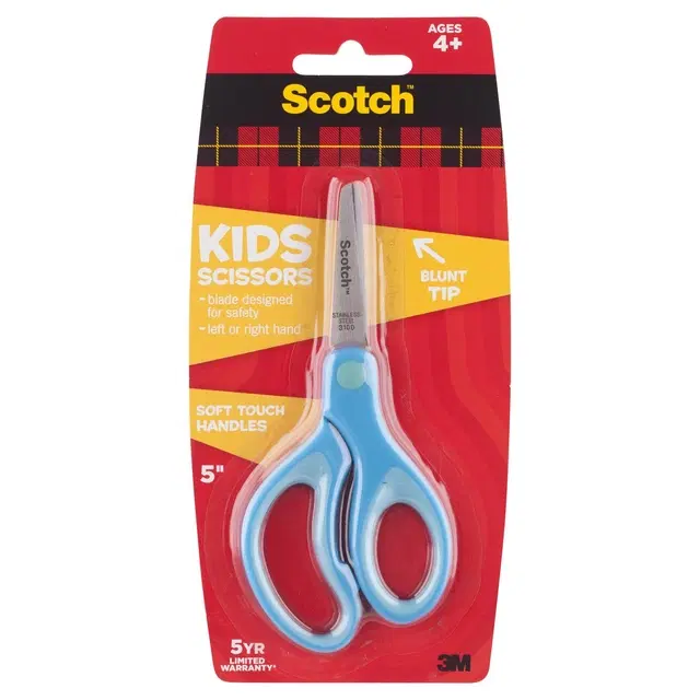 3m Scotch Stainless Steel Kid Safe Scissors | Blunt Tip | Soft Grip | Left And Right Hand