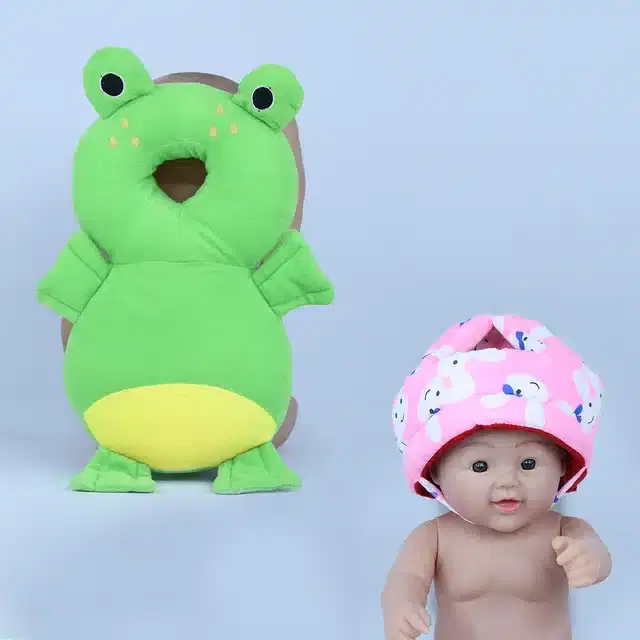 Infants Head & Back Safety Protector Pillow and Safety Helmet, Pack of 2 (Multicolor)