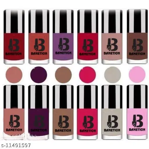 Banetion Matte Nail Polish, Multicolor, Pack of 12