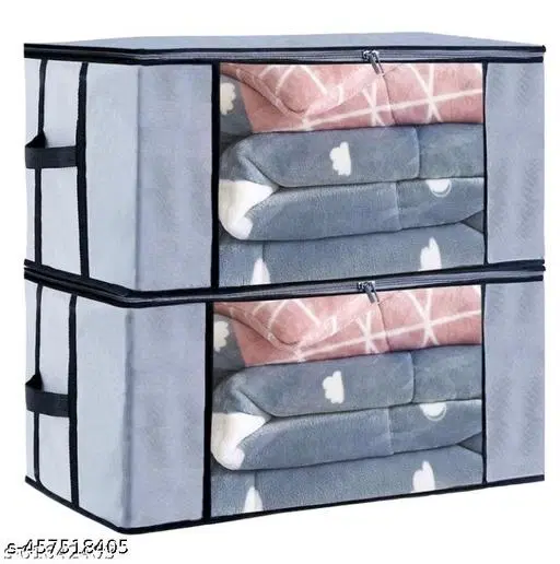 Non-woven Clothes Cover,  (Gray),  (Pack Of 2)