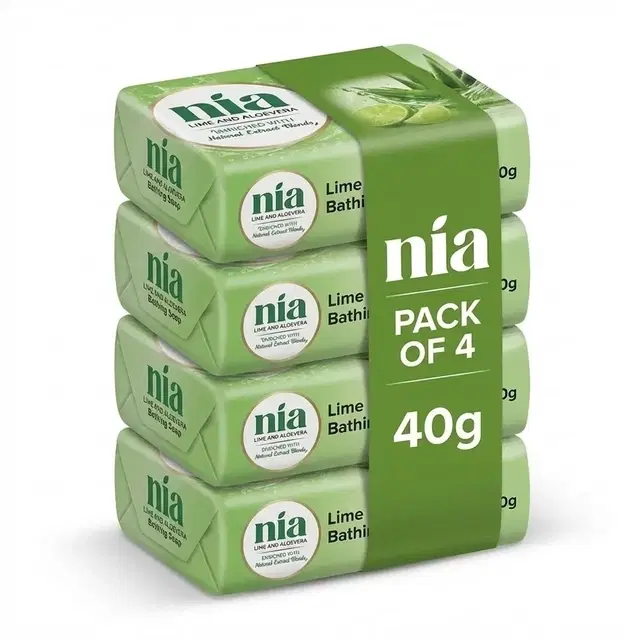 Nia Lime and Aleo vera Bathing Soap 4X40 g (Pack of 4)