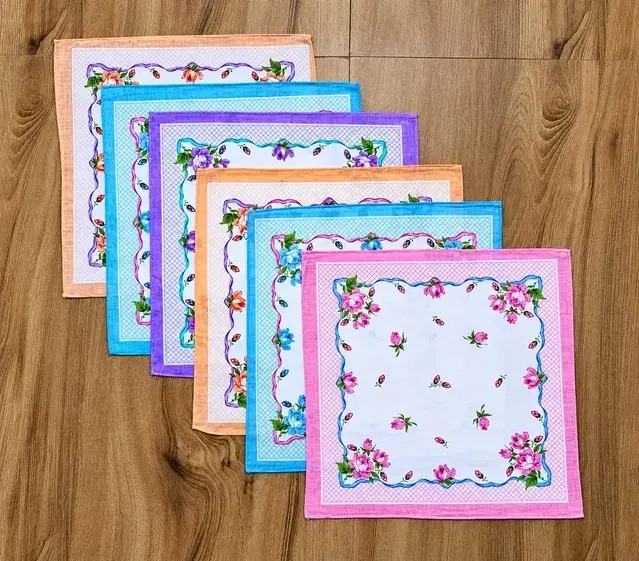 Womens Handkerchiefs Cotton Mulitcolour(Free Size) Pack of 6