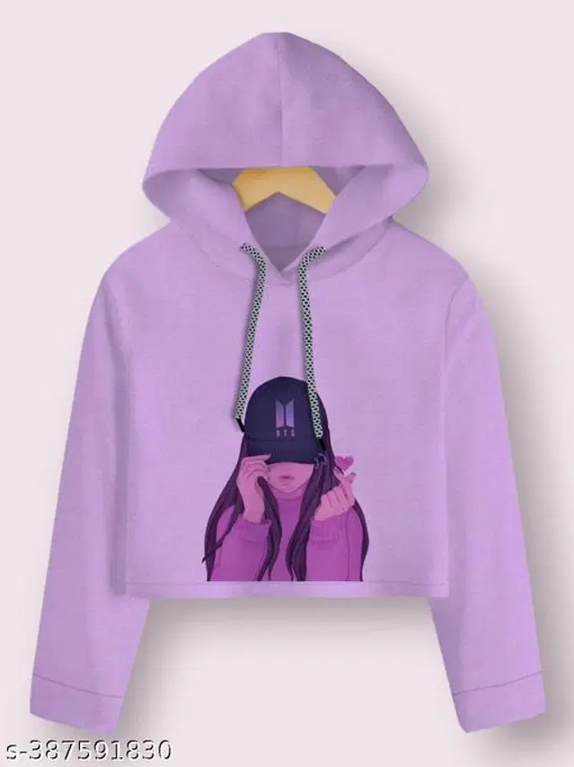 Cotton Blend Hoodie for Women (Purple, XXS)