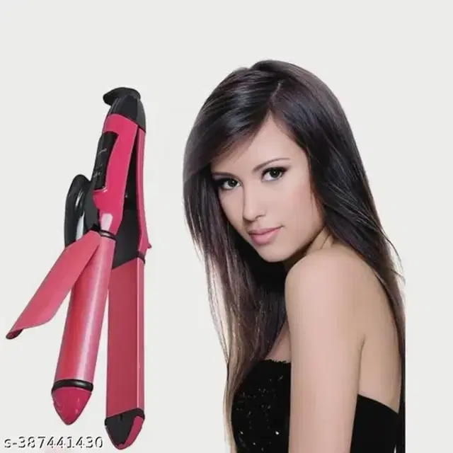 NH-2009 2 in 1 Hair Straightener cum Curler, Pink, 100 W