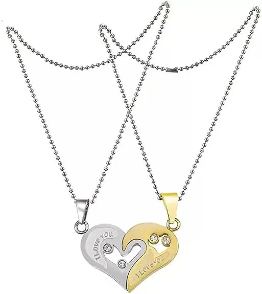 Alloy Broken Heart Love Pendant for Women, Set of 1 (Gold & Silver)