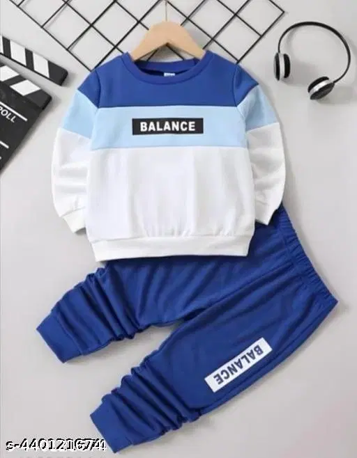 Hosiery Cotton Printed Clothing Set for Kids, Blue & White (0-3 Months)