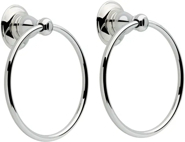 Stainless Steel Multipurpose Towel Ring with Wall Flange, Silver, Set of 2