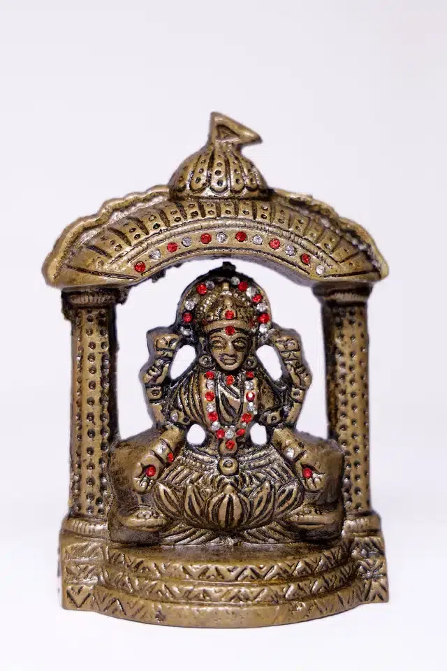 Brass Lakshmi Idol, Multicolor, 5"