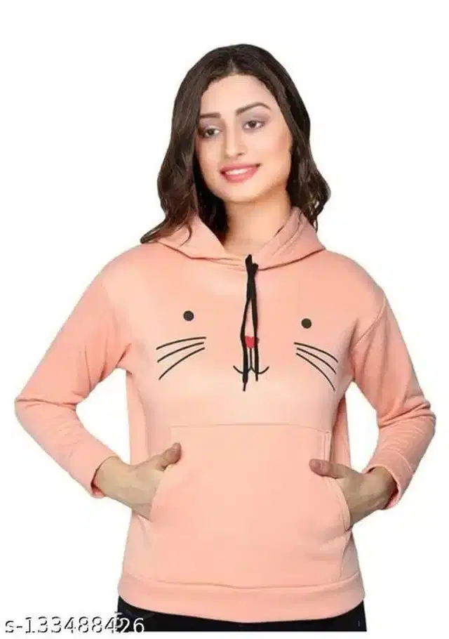 Full Sleeves Hoodie for Women (Peach, M)