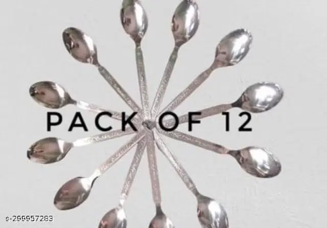 Stainless Steel Spoon, Silver, Pack of 12