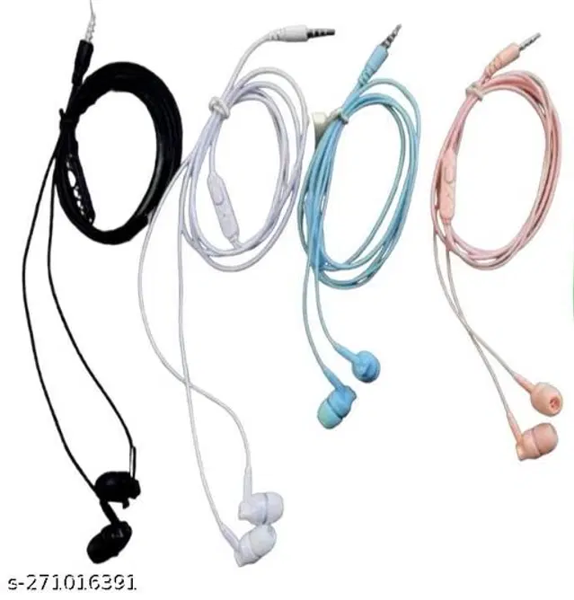 Premium 3.5 mm Jack Wired Earphones, Multicolor, Pack of 4