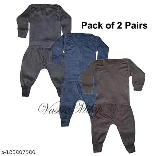 Woolen Thermal Set for Kids, Set of 2 (Multicolor, 0-3 Months)