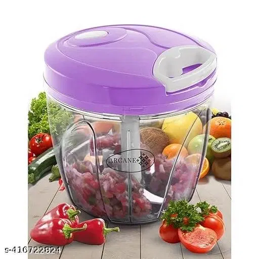 Plastic Manual Vegetables & Fruits Chopper, Purple, 1000 ml