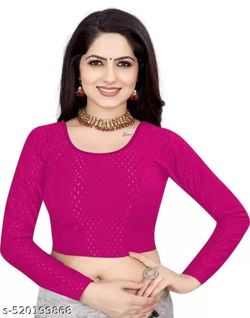 Cotton Blend Ready Made Blouse for Women, Pink (28)
