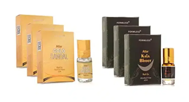 Formless Gold Sandal & Kala Bhoot Roll On Attar, Pack of 6, 3 ml