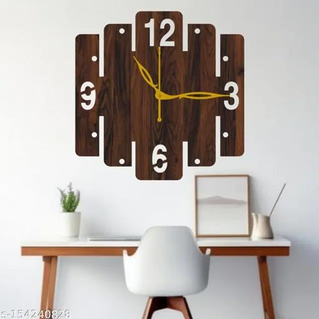 Wooden Wall Clock for Home, Brown