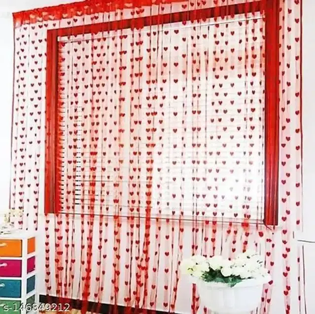 Curtains for Door, Red, 5 feet, Pack of 2