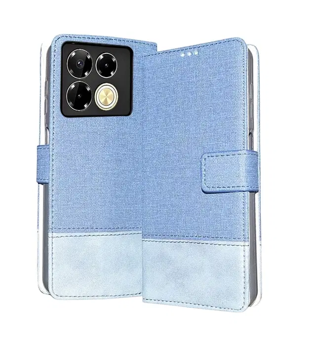 Artificial Leather Mobile Flip Cover for Infinix X6851 / Note 40Pro 5G, Blue