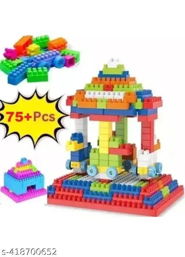 Plastic 75 Pcs Block Toys for Kids, Multicolor, Set of 1