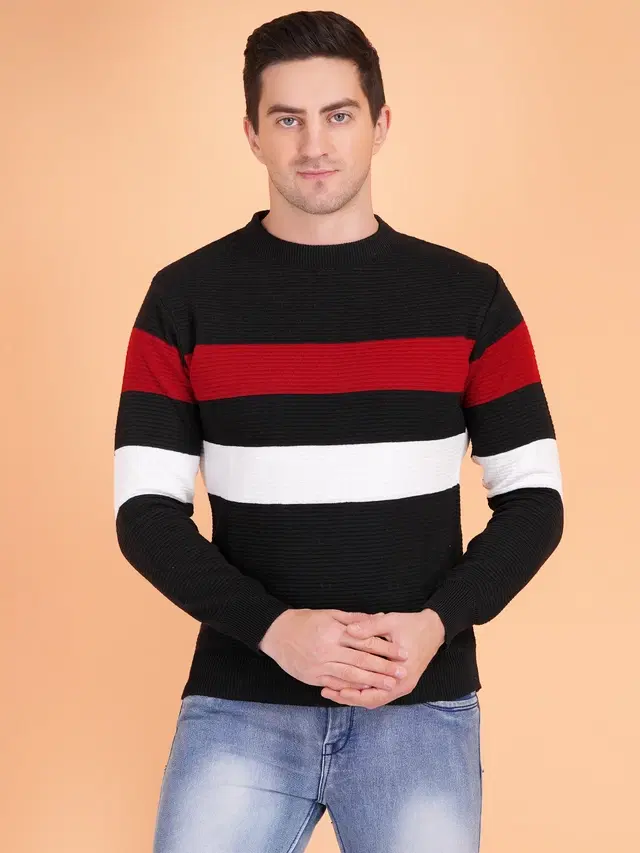 Full Sleeves Sweater For Men, Black (M)