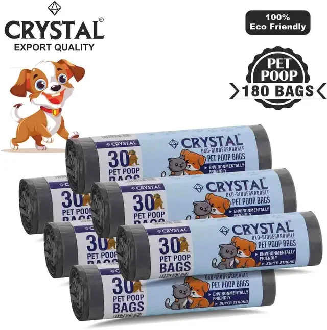 Crystal 30 Pcs Garbage Bags Rolls, Grey, 1 L, Set of 6