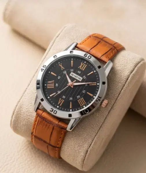 Mens Analog Watches  Solid Black  PU(Free Size)