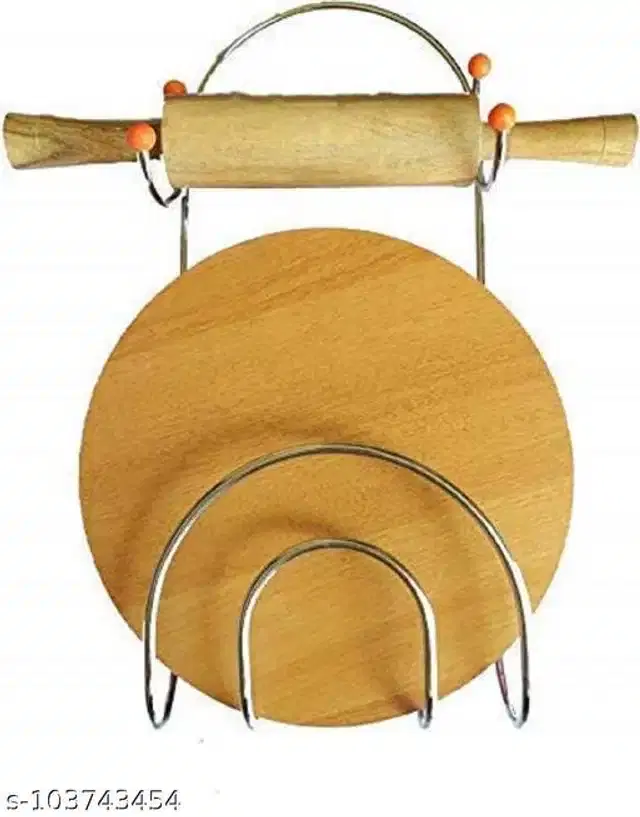 Stainless Steel Belan & Chakla Stand, Silver