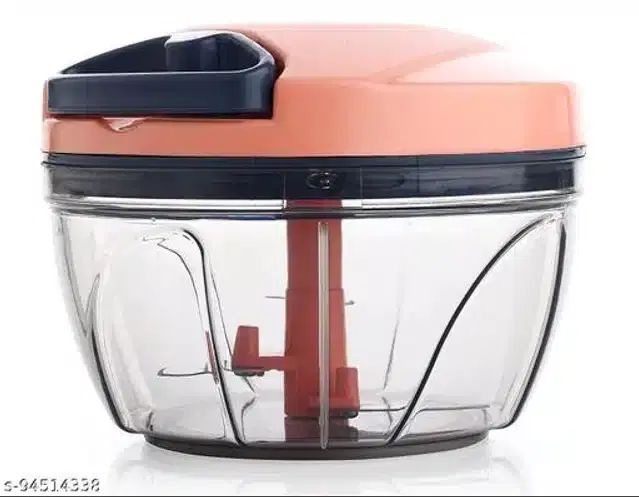 Plastic Manual Chopper, Peach & Black, 500 ml