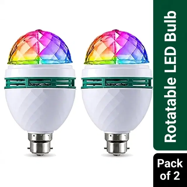 360° Rotatable Crystal LED Disco Bulb (Pack of 2)